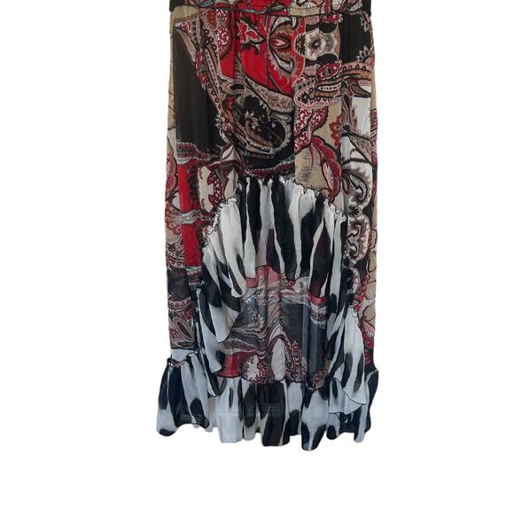 Alberto Makali Vintage Strapless High-Low Ruffle Bottom Print Dress Size Small - Picture 3 of 8